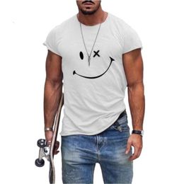 Men's Fashion New Loose Print Men's T-shirt Round Neck Short Sleeve Street Trend