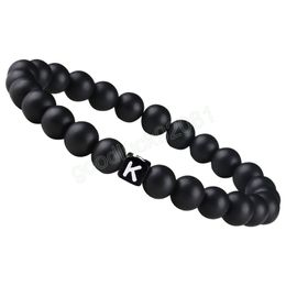 Fashion Charm Couples Matching Bracelet Adjustable Jewellery Fashion Black White Letter Beaded Bracelet For Women Man