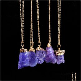 Pendant Necklaces New Irregar Natural Stone Necklace Gold Chains Pendant Women Mens Fashion Jewellery Will And Sandy Gift Drop Delivery Dhokn