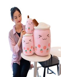 Cute 24cm Fruit Drink Plush Stuffed Soft Pink Strawberry Milk Tea Plush Boba Tea Cup Toy Bule Tea Pillow Cushion Kids Gift2858120