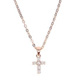 high quality gold filled 925 sterling silver pave tiny cute cross pendant chocker necklace designer necklace for women231V