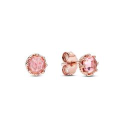 New Genuine S925 Sterling Silver Stud Earrings 18K Rose Gold Round Earrings ZD Zircon Designer Style with Original Box2575581