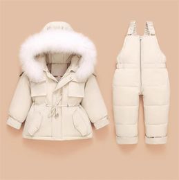Clothing Sets Down Coat Jacket Kids Toddler Jumpsuit Baby Girl Boy Clothes Winter Outfit Snowsuit Overalls 2 Pcs Clothing Sets LJ24394705