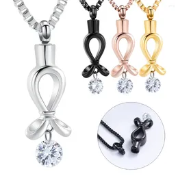 Pendant Necklaces Crystal Rose Flower Urn Necklace Cremation Jewellery For Human/Pet Ashes Keepsake Stainless Steel