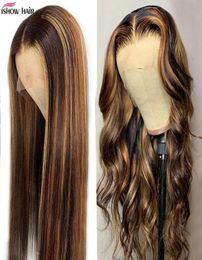 Ishow Brazilian PrePlucked Transparent HD Lace Front Wig Highlight Straight Human Hair Wigs 13x4 13x6 5x5 4x4 Headband Body Loose3486095