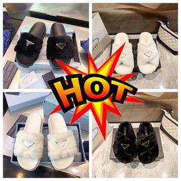 High version 2024 new plush slippers are popular on the internet, and the same triangle logo single slippers are casual and versatile slippers casual shoes