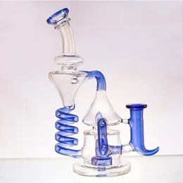 Hookahs Glass Spring Dab Rig Recycler Tornado Water Pipe Smoke Beaker Bong 14mm male banger