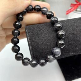 Link Bracelets Natural Back Rutile Quartz Crystal Bracelet Jewelry For Women Lady Men Love Luck Gift Purple Beads Energy Stone Strands