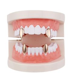 Fantasticdreamer Single Fangs Teeth Grillz 4 Colour Smooth Silver Gold Rose Gold Colour Grillz Teeth Cheap Teeth Set Hip Hop Men Jew2929081