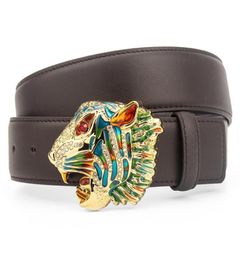 Designer Men Belts Trendy Fashion Tigers Head Gold Buckle Luxury Ladies Leather Belt High Quality 38cm3696548