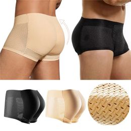 Underpants Men Removable Pad Boxer Underwear Butt-Enhancing Trunk Shorts Male Panties Sexy BuLifter Enlarge Push Up