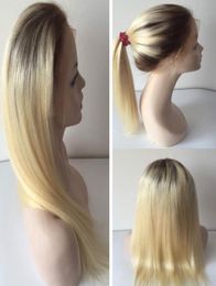 100 Human Hair Siwss Lace Front Wig 20 inches Ombre Colour 4613 Blonde Full Lace Wigs Fast Express Delivery6974079