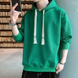 Men's Hoodies Male Clothes Solid No Logo Sweatshirt For Men White Loose Hooded Sweat Shirt Harajuku Fashion Pastel Color Streetwear S