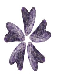 Purple Amethyst Jade Stone Gemstone Scraping Board for Body Massage Natural Crystal Guasha Board AntiWrinkle and Aging Health Car4864814