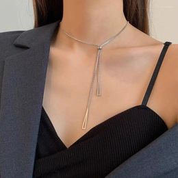 Pendant Necklaces Simple Triangle Tassel Necklace Women Silver Colour Geometric Metal Long Chain Adjustable Aesthetic