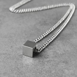 Pendant Necklaces Stainless Steel Geometric Square Cube Simplicity Style Fashion Chain Necklace For Men Women Jewelry Party