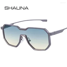 Sunglasses SHAUNA Irregular Square Women Fashion One Piece Clear Gradient Mirror Shades UV400 Men Punk Metal Sun Glasses