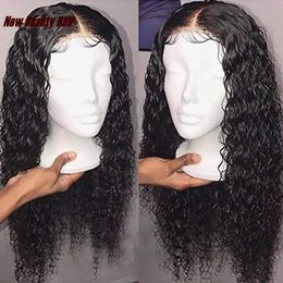 Wigs Fashion Black Afro Kinky Curly Wigs 180% Density Black Wig Heat Resistant Hair Half Head Tied Synthetic Lace Front Wig for Black W