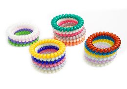 30 PcsLot 5cm Telephone Wire Rubber Band Stretchy Gum 20 Candy Colours Spiral Coil Rope Solid Hair Tie Bracelet Girl Ponytail Hold1920769