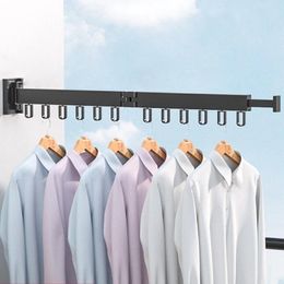 Hangers Folding Clothes Hanger Wall Mount Retractable Cloth Drying Rack Indoor Outdoor Space Saving Home Laundry Clothesline