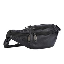 Leather Men Waist Chest Bag Thin Outdoor Sports Tactical Pauch Male Small Running Fanny Pack Crossbody Chest Money Belt Bags 231229