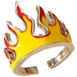 Cluster Rings Fire Flame Ring Opening Adjustable Size Blaze Crown Finger Band For Women Men Hiphop Punk Party Jewellery Gifts