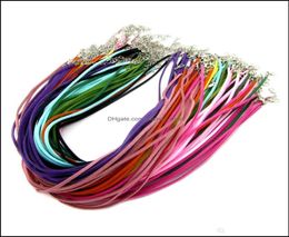 Cord Wire Findings Components Jewelry 27Mm Mix Suede Leather Wax Necklace Cords With Lobster Clasp For Diy Neckalce Pendant Cra7401804