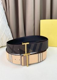 Classic Belt Real Leather Belts Width 38CM Plaid Letters Design for Man Woman Buckle Gold Sliver Color6940061