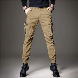 arrive men's light luxury cargo pantsoutdoors sports tactical pants harem style trendy pantsslim-fit casual jeans pants; 240102