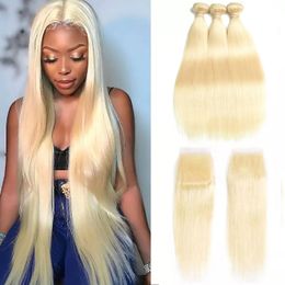 Wefts 613 Bundles With Closure Human Hair Pre Plucked 150% Deep Wavy 4x4 Free Part HD Lace Closure and Bundles 11A Grade Brazilian Hair