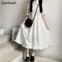 Dresses Dress Women Comfortable Loose Party Midi ALINE Cute Summer Simple Solid Leisure Preppy Harajuku Sweet Ladies Fashion Allmatch