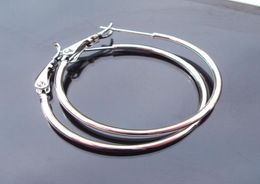 whole 18k White Gold Earrings 30MM unique LARGE HOOP EARRINGS pure lowd 3239394