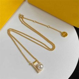 36% OFF New Twist F Letter Pearl Necklace Fashion Versatile Premium Sweater Chain