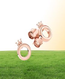 NEW 100% 925 Sterling Silver fit Earrings rose gold star love Ear Studs charm Beads Fit Original DIY Dangler Wholesale factory8967264