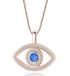 Blue Evil Eye Pendant Necklace Luxury Crystal CZ Clavicle Necklace Silver Rose Gold Jewellery Third Eye Zircon Necklace Fashion Birt2221888