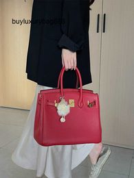 Genuine Leather Handbag BK True leather bag red wedding female new high-capacity crossbody