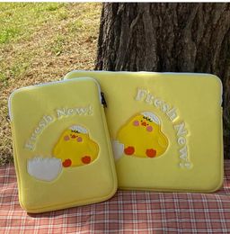 Ins Yellow Cute Laptop Sleeve Case Air Pro Carrying Bag Asus HP Dell 13 13.3 14 15 15.6 Inch Notebook Shockproof Cover 231229