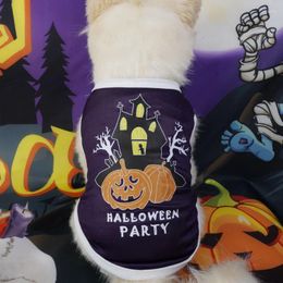 Dog Apparel Hallowmas Vest For Dogs Clothing Cat Small Pumpkin Ghost Print Pet Clothes Cute Thin Boy Girl Chihuahua Products 2024