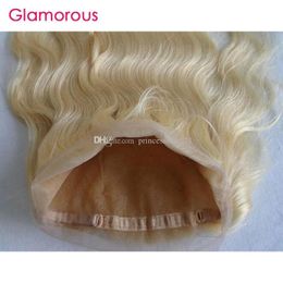 Closures Human Hair 360 Lace Frontal Blonde #613 Body Wave Straight Full Round Lace Closure with Baby Hair Bleached Knots Brazilian Blonde