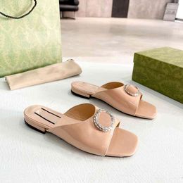 Luxury Women Leather G Sandals Platform Shoes low Heel Buckle Sandals Designer Slipper hgnvg