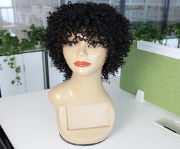 Kisshair Jerry curl short human hair wig machine made glueless wigs bouncy curly Brazilian hair wigs for women1398747