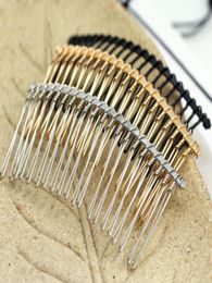 Whole10pclot 3778mm Black KC Gold Rhodium 20 Teeth Wedding Bridal DIY Wire Metal Hair Comb Clips Hair Findings Accessori5228123
