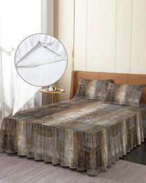 Bed Skirt Oil Painting Abstract Geometric Brown Elastic Fitted Bedspread With Pillowcases Mattress Cover Bedding Set Sheet