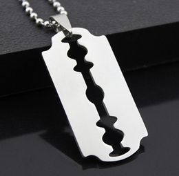 2022 Titanium Steel Fashion Razor Blades Pendant Necklaces Punk Rock Men Jewelry Cool Shaver Necklace for Party Gift4623903