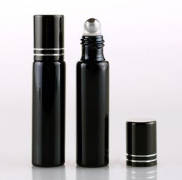 10ml Roll On Glass Bottle Black Gold Silver Fragrances Essential Oil Perfume Bottles With Metal Roller Ball Customizable Logo7717183