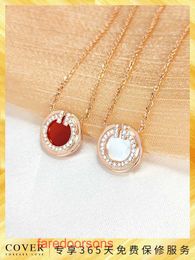 Top Quality Tifannissm necklace For women online store Double T Round Pancake Circle White Fritillaria Red Jade Marrow Necklace with