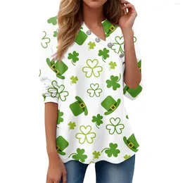 Women's T Shirts Shirt Tee St. Patrick's Day Print Button Long Sleeve Daily Weekend Fashion V Neck Pullover Tops Official Store