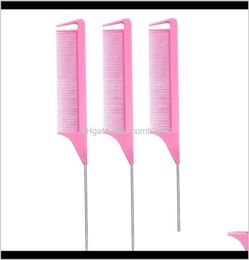 220X30Mm Pink FineTooth AntiStatic Rat Tail Comb Metal Pin Hair Styling Tool Hair Salon Beauty Use 4Kuhj M5Jq78026051