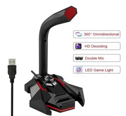 Dynamic Wired Microphone USB Studio Gaming 360 Omnidirectionnel PC Microphone for Computer Desktop Professional Dual Mic LED2811793