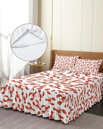 Bed Skirt Lobster Sea Life Retro Elastic Fitted Bedspread With Pillowcases Protector Mattress Cover Bedding Set Sheet